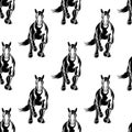 Seamless pattern with galloping horses.